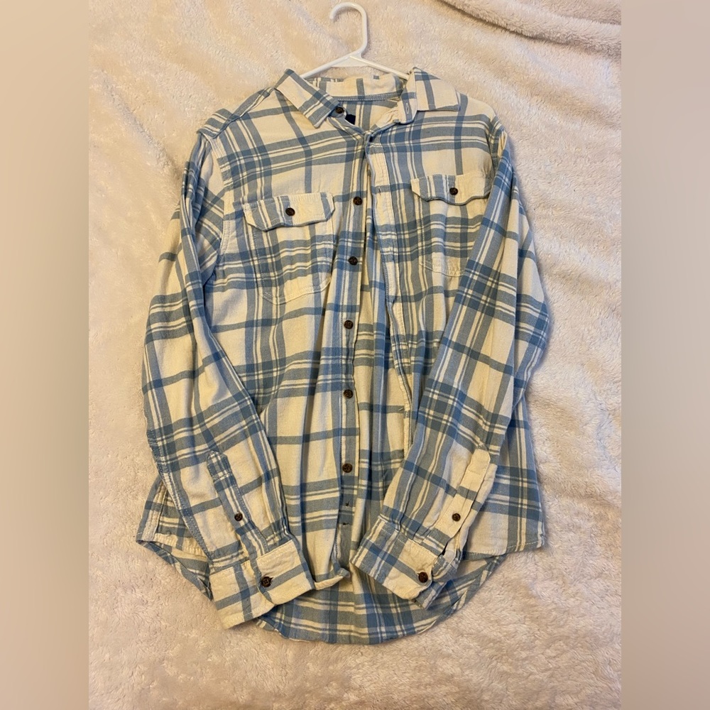 Light blue and white flannel
